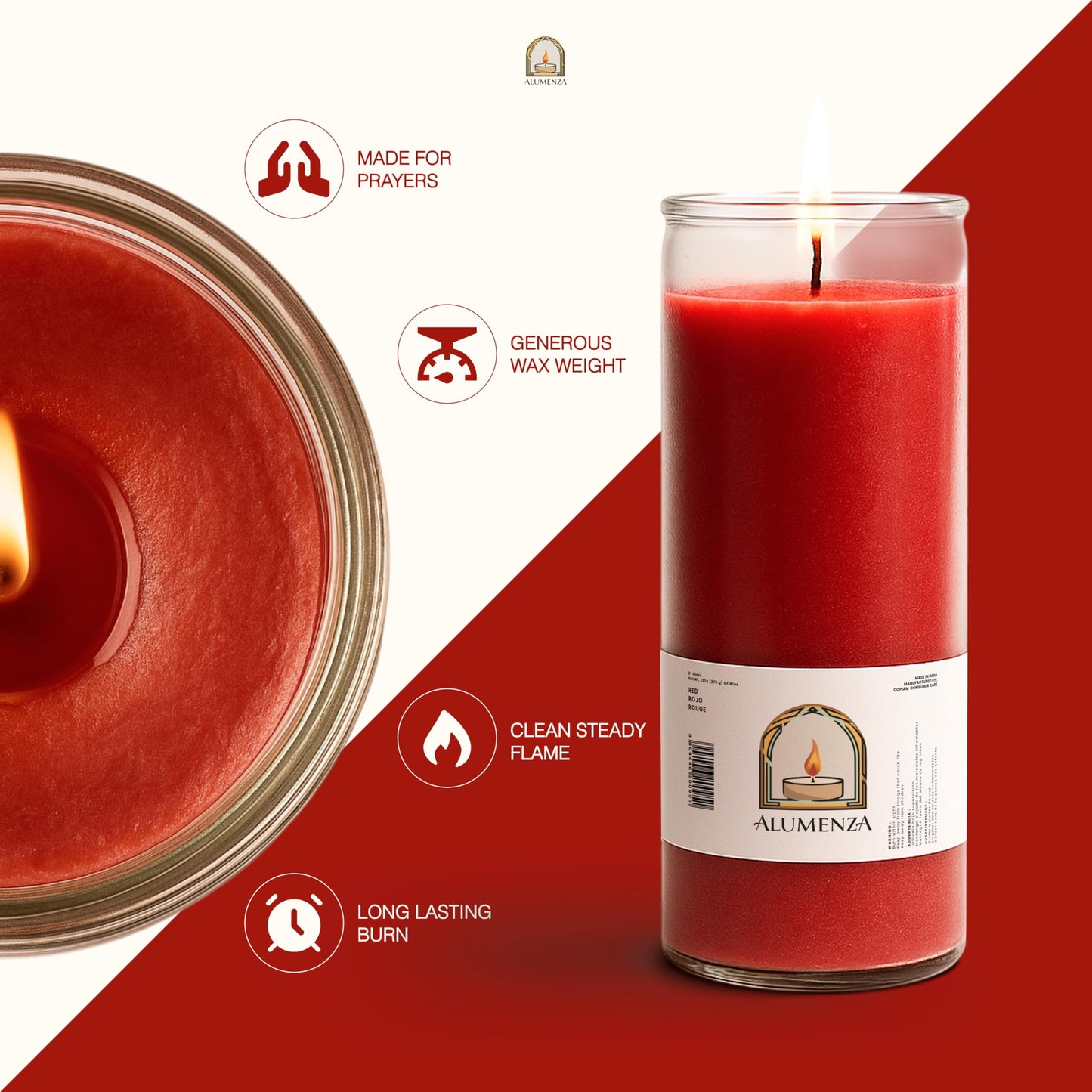 Alumenza Bulk 3 Pack San Miguel Arcangel Candle in Glass Jar 90 Hours – Paraffin Wax, Clean Burning Unscented | Large & Tall Devotional Prayer Pillar Candles for Home, Memorial, Rituals