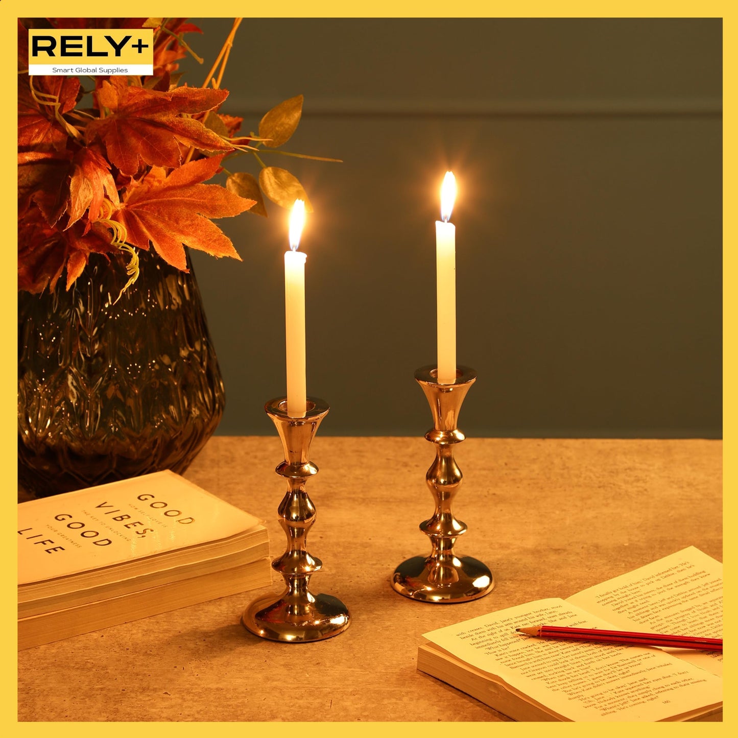 Rely+ Silver Candle Holders Set of 2 Decorative Centerpiece Table Candlesticks Holders for Taper Candles Home Decor Easter Candle Holders for Dinner Party Wedding Decorations