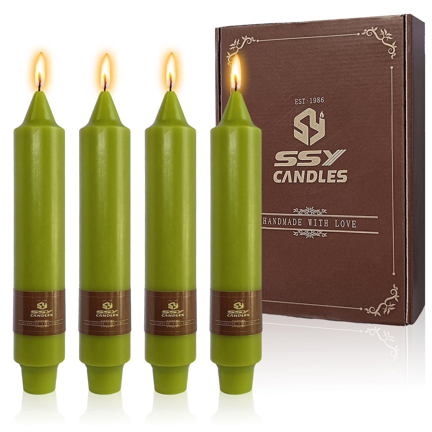 Grass Green Taper Candles Unscented Tapered Candles 7 inch Short Tapered Candle Ideal as Dinner Candles Smokeless Long Burning Candlesticks for Weddings Dinner Party Home Decor