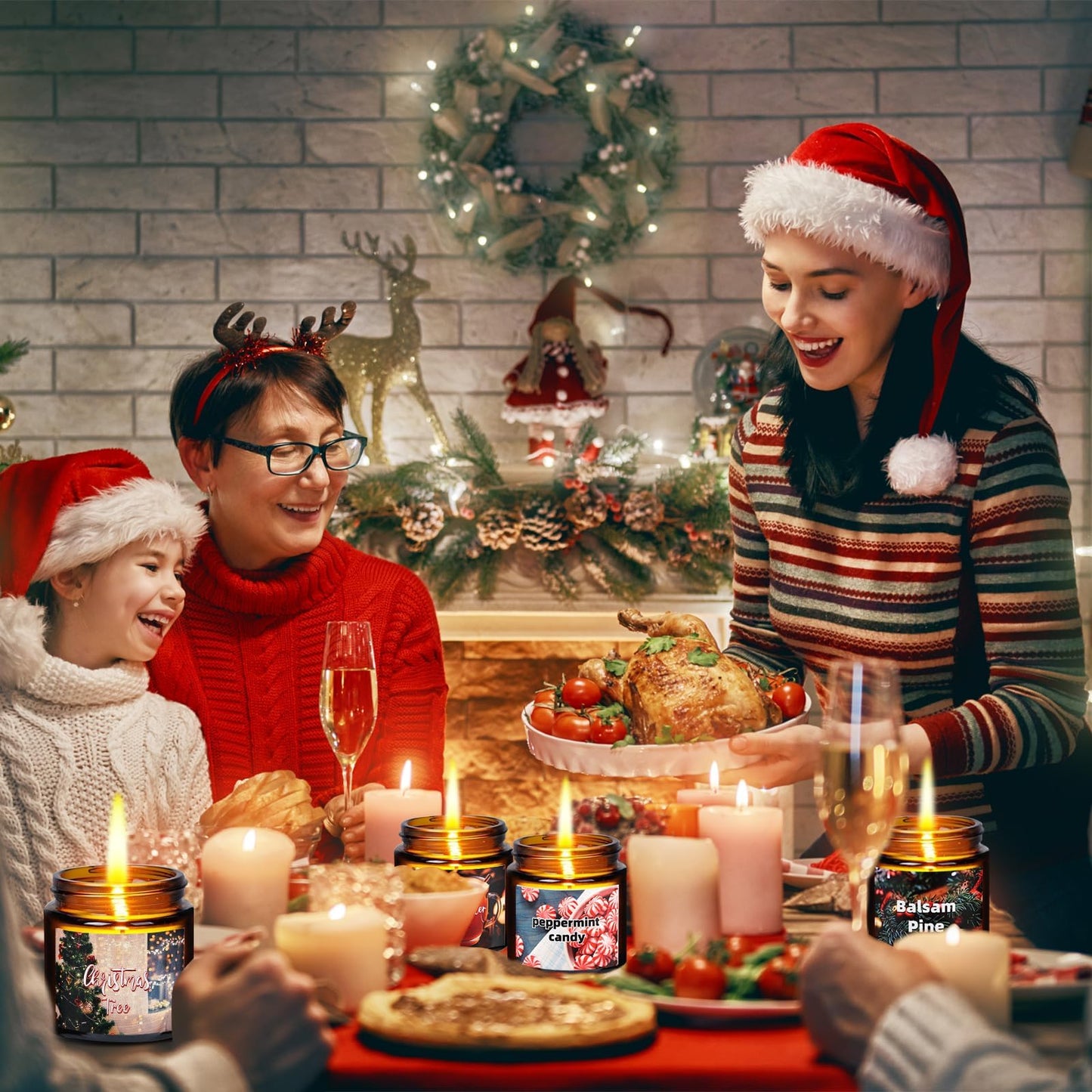 6-Piece Scented Candle Gift Set - Christmas Tree, Cookies, Candy, Pine, Chocolate, Mulled Cider