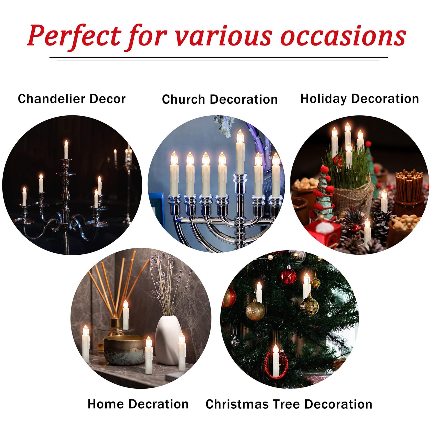 Flameless LED Taper Candles with Clips, 4” Battery Operated Window Candles with Remote Timer Mini LED Chandelier Candlesticks for Home Decor Wedding Church Party & Tree Lighting,10 Pack,White