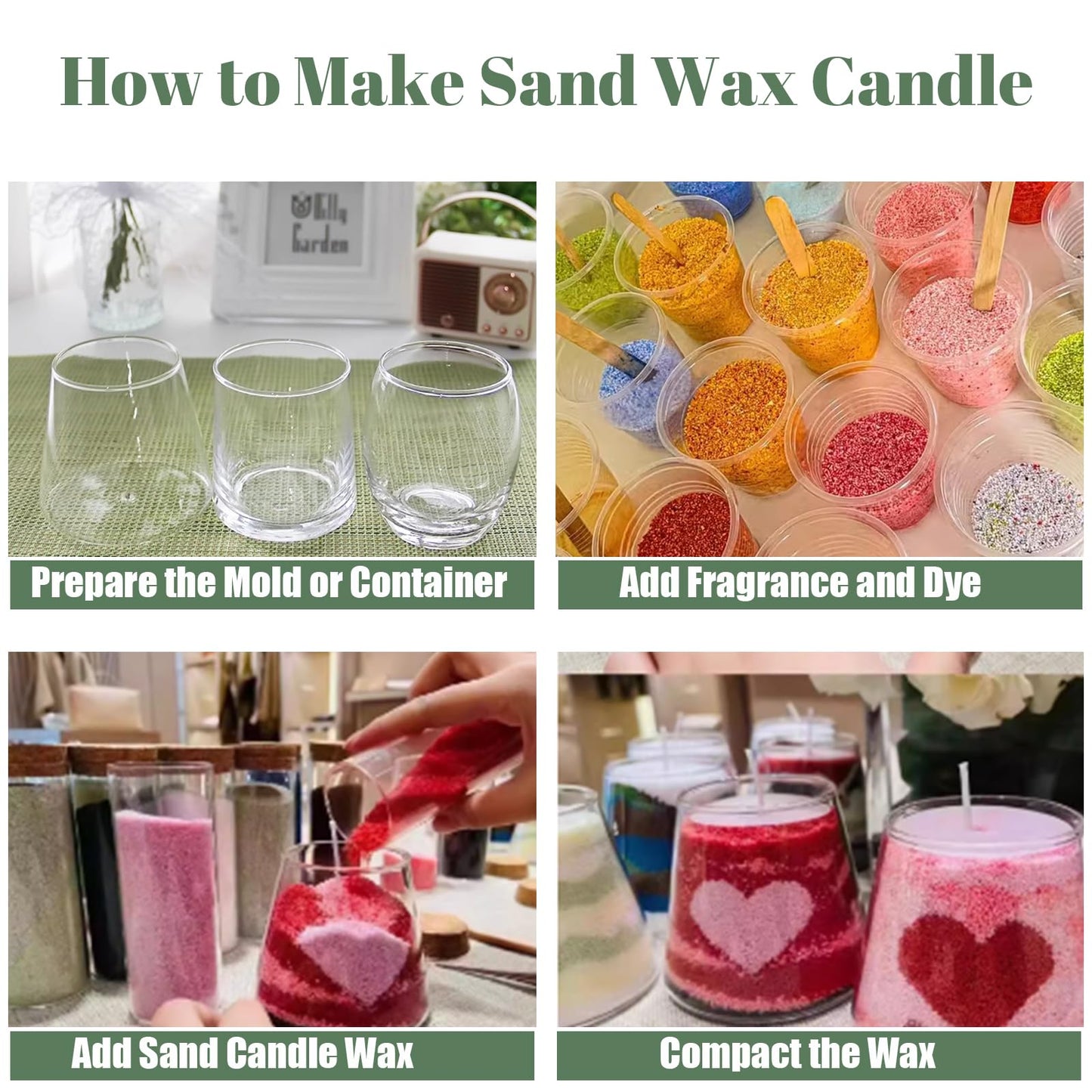 CoolCrafts Sand Wax Candle with Wicks 2 LB Pearled Sand Candle Bulk for Candle Making, Wedding Decor, Crafts - Pink