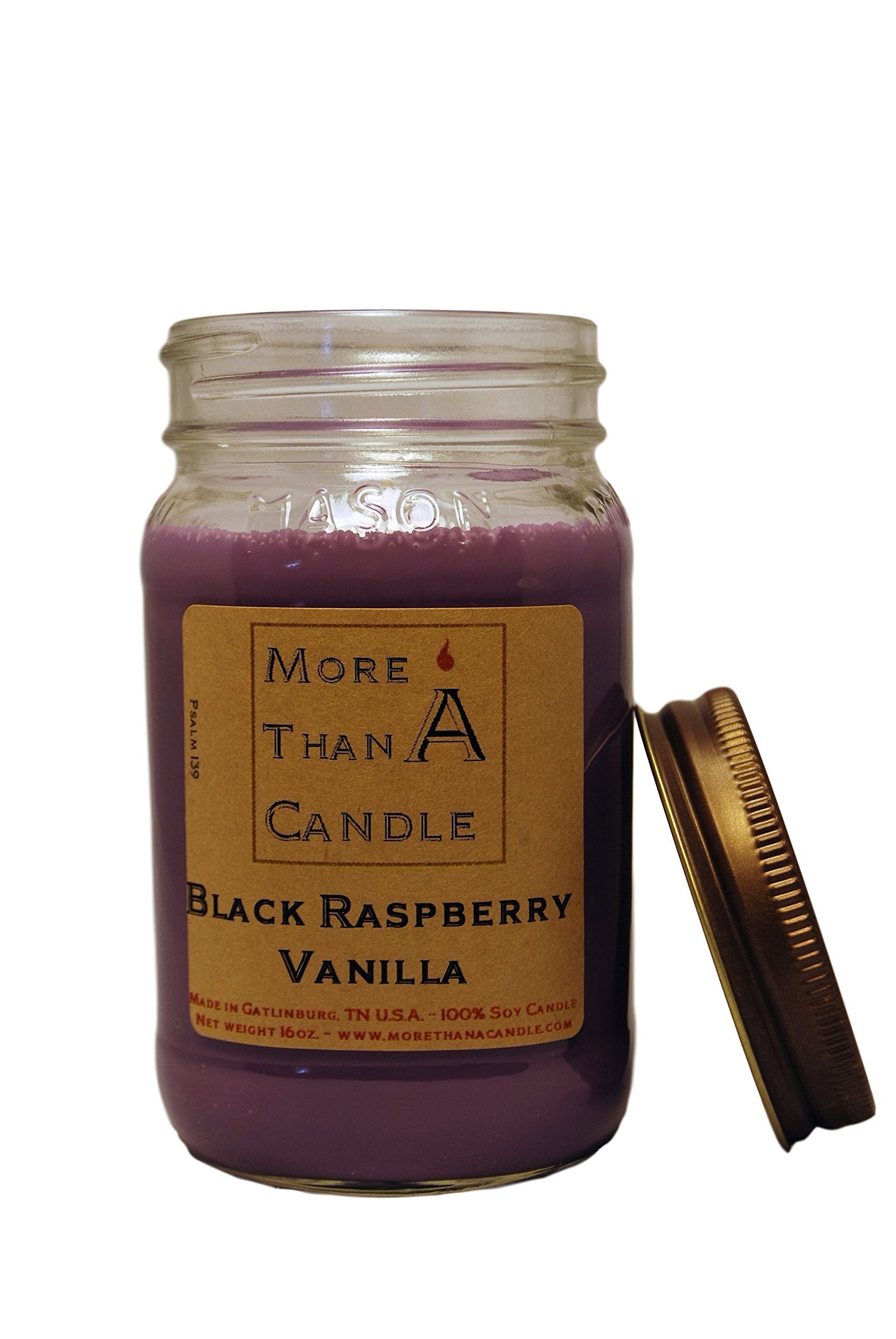 More Than A Candle - 16 oz Mason Jar Soy Candle - Made in The USA Black Raspberry Vanilla