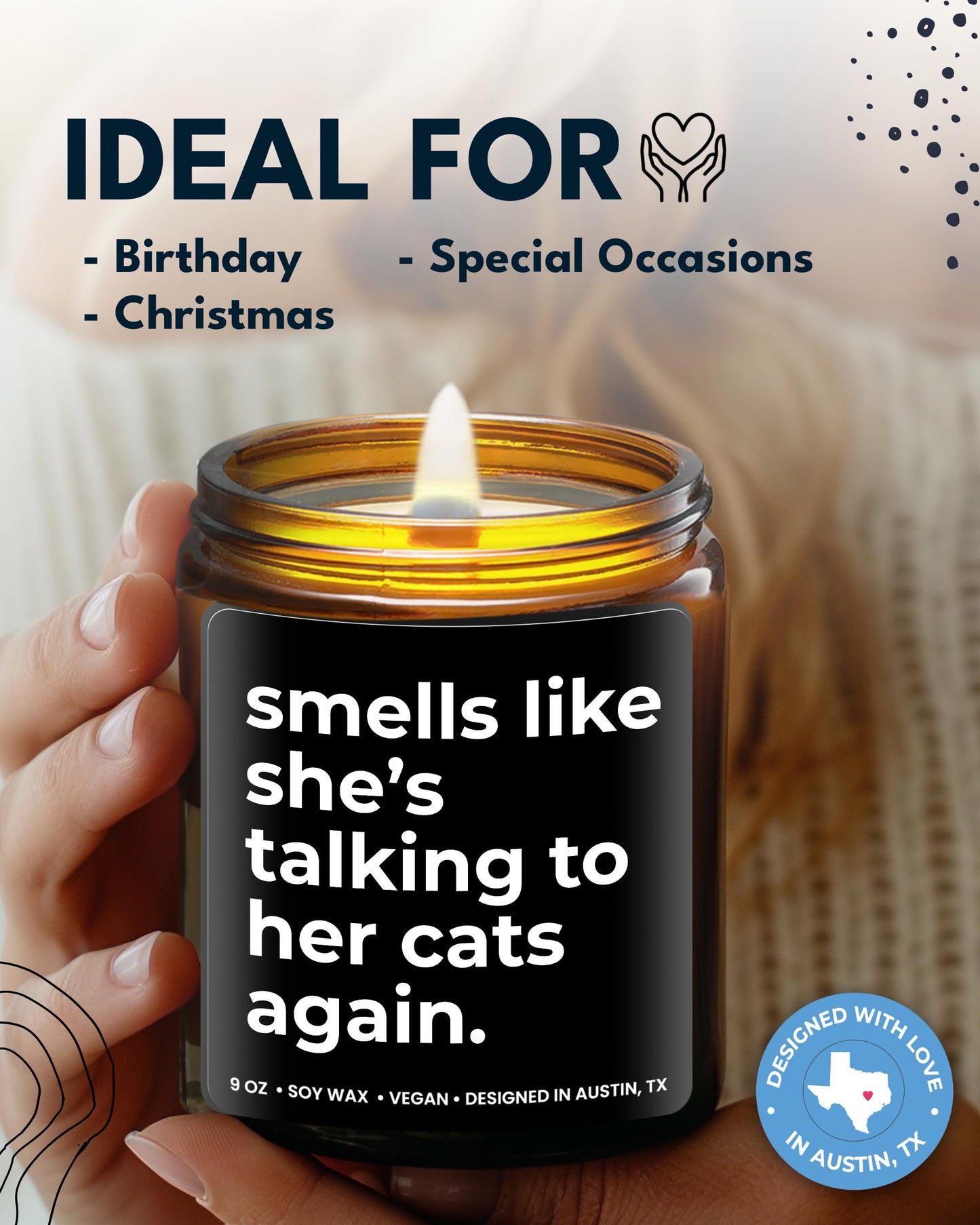 Funny Cat Mom Candle, Smells Like She's Talking to Her Cats Again, Cat Lover Gifts, Pet Themed Gifts for Women, Cat Present, Purrfect Cat Presents for Her, Birthday, Gift-Ready