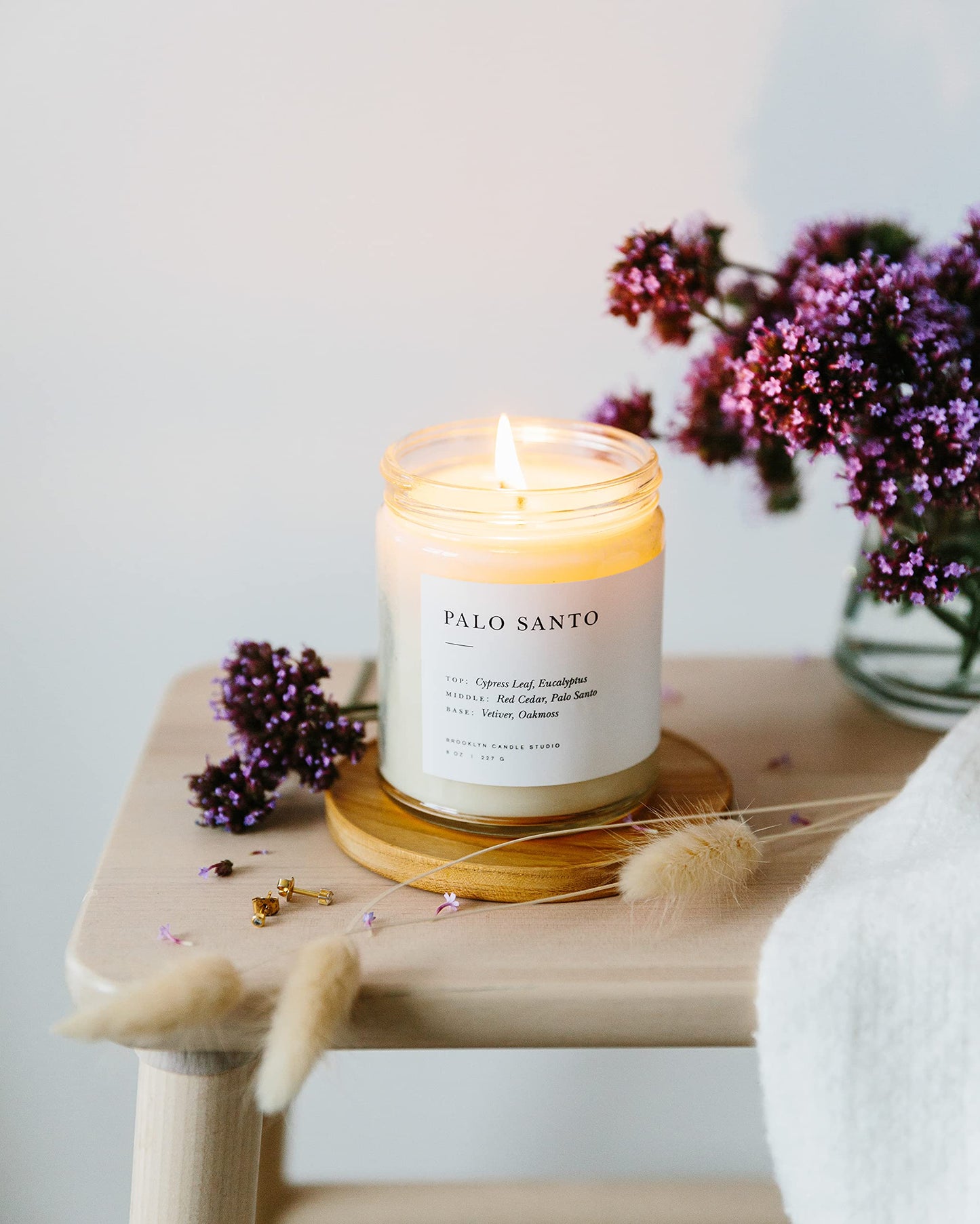 Brooklyn Candle Studio Palo Santo Jar Candle - Cedar and Eucalyptus Luxury Scented Candle, Vegan Soy Wax, Hand Poured in The USA, 50 Hour Slow Burn Time - 7.5 oz