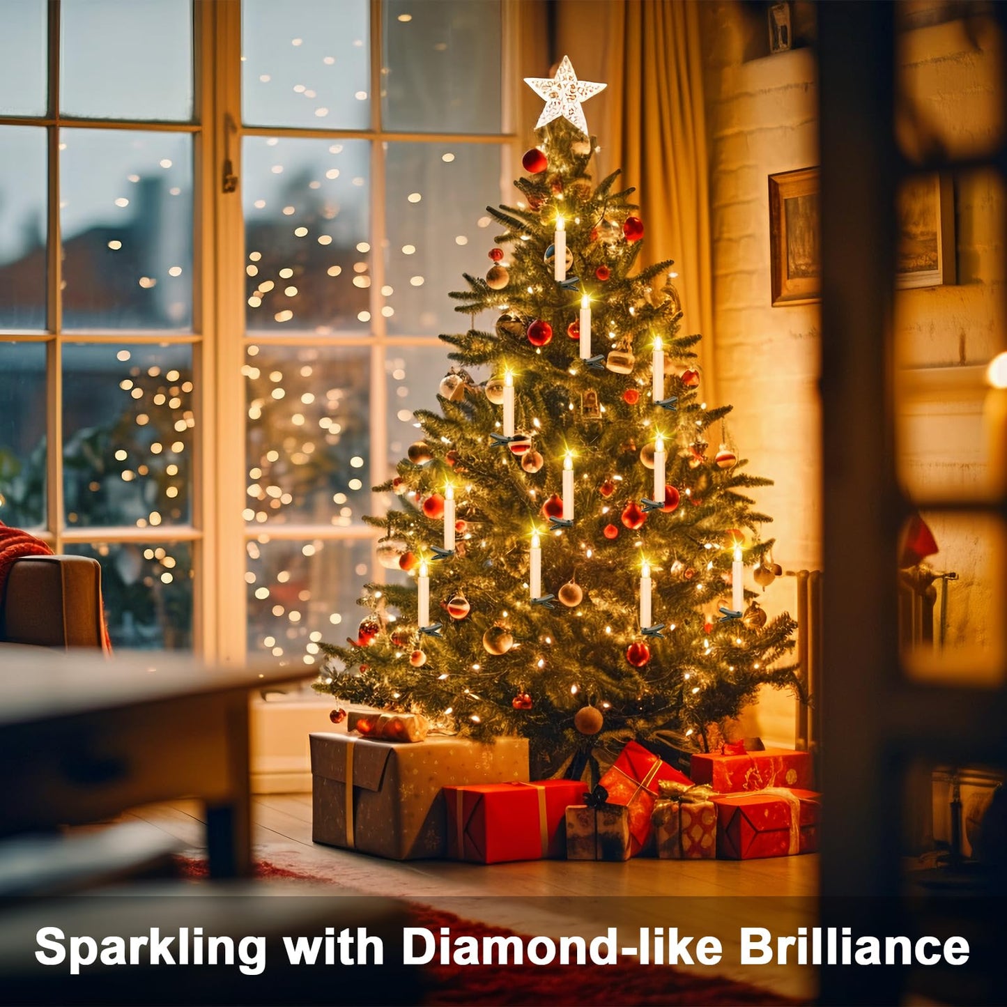 TECHLONG 30 PCS Flickering Christmas Tree Candle Lights, Clip on Candles for Christmas Tree Battery Operated with Remote Timer, Flameless LED Window Candles for Home Christmas Party Decoration