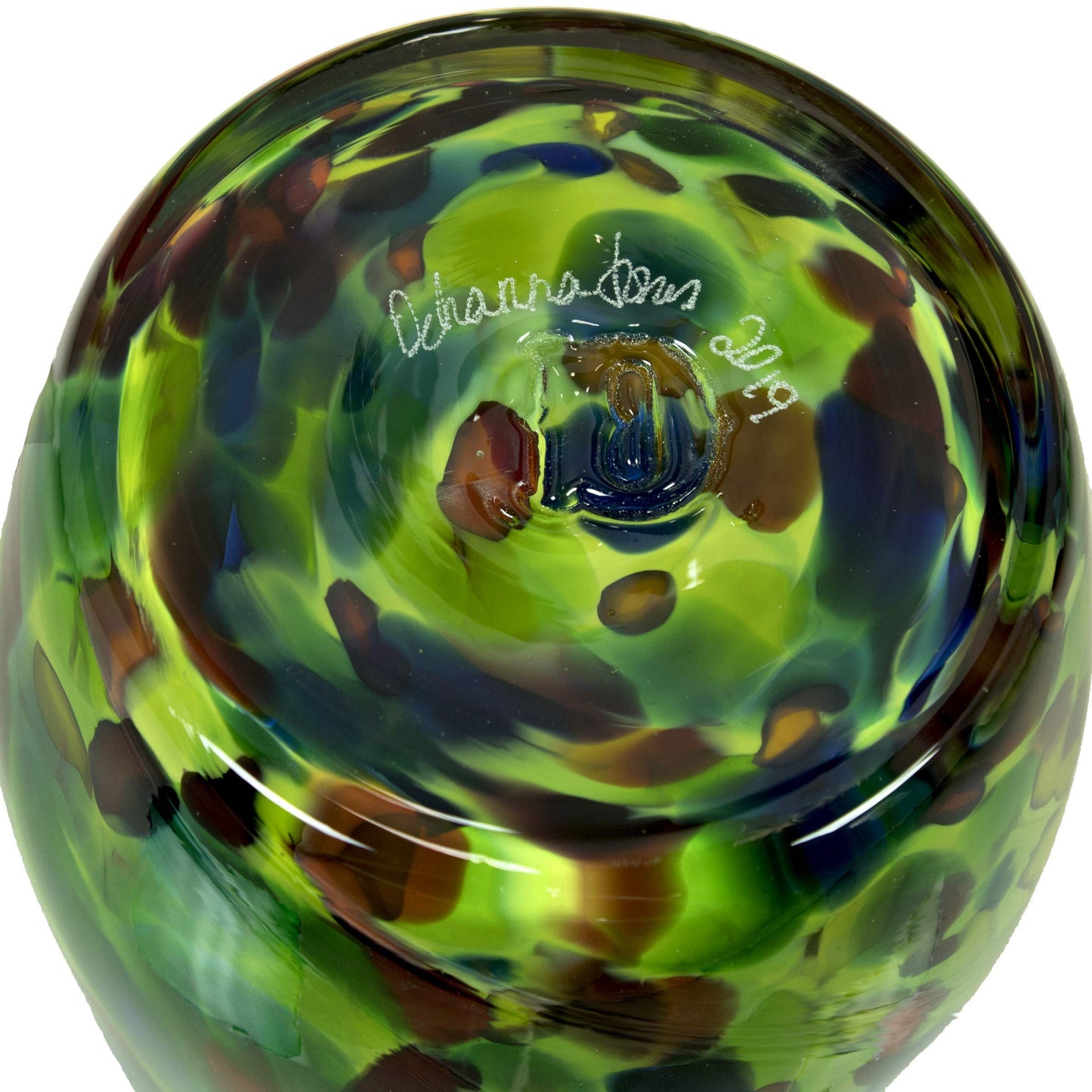 Totally Blown Glassworks Votive Candle Holder, Tea-Light, Handmade Blown Glass, Accent Vase, Centerpiece, Home Decor, Artist Dehanna Jones, Seattle, WA. (Green MM Enchanted Forest)