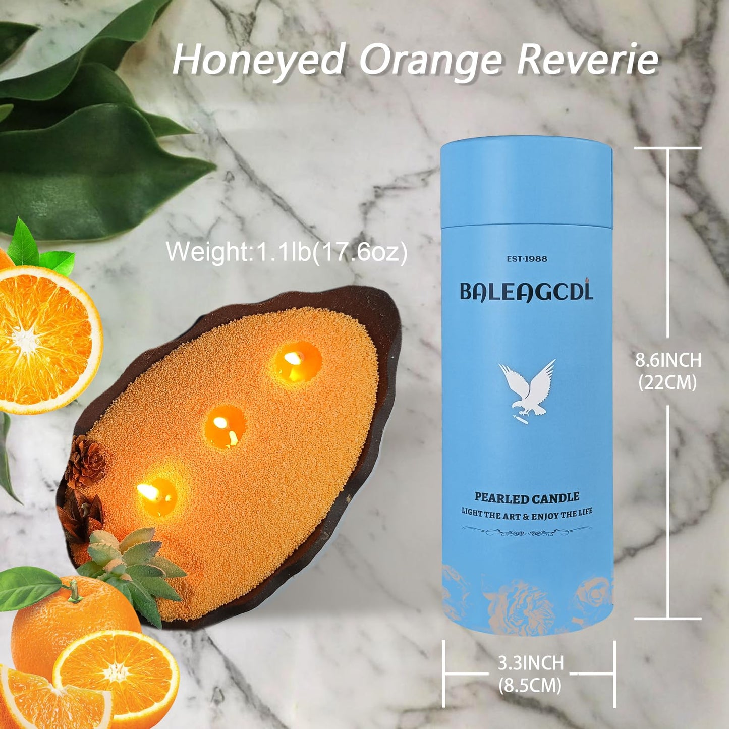 Pearled Candles with 30 Wicks -18 Oz YUKCAXDLS Honeyed Orange Reverie Scented DIY Pearleds Wax Refillable for Making Lasts up to 100+ Hours of Steady Burn Smokeless - Orange