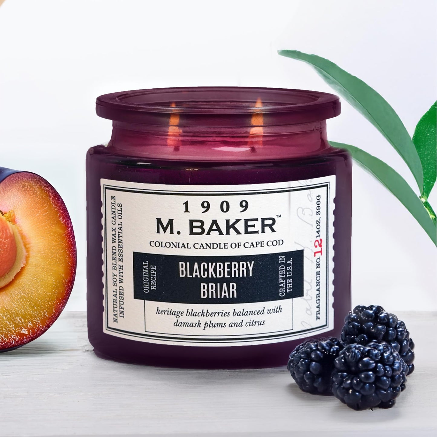 Colonial Candle BlackBerry Briar Scented Candle, 2-Wick Natural Soy Blend Wax Candle Infused with Essential Oils, 14 oz Apothecary Glass Jar Candle - Made in The USA