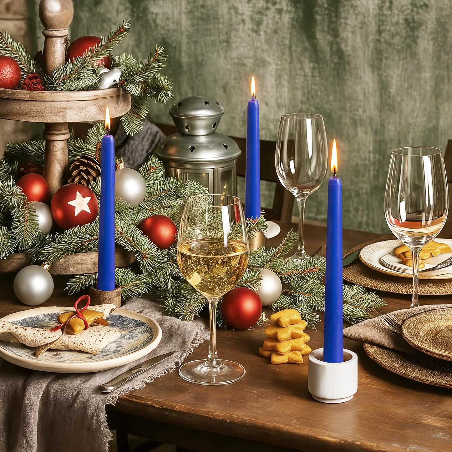 KONNI 0.87×10 Inch Blue Taper Candles, Unscented and Smokeless Tall Candlesticks, 10 Pack Tapered Candles with Cotton Wicks, Long Burning, Ideal for Weddings, Dinner Parties, and Home Décor