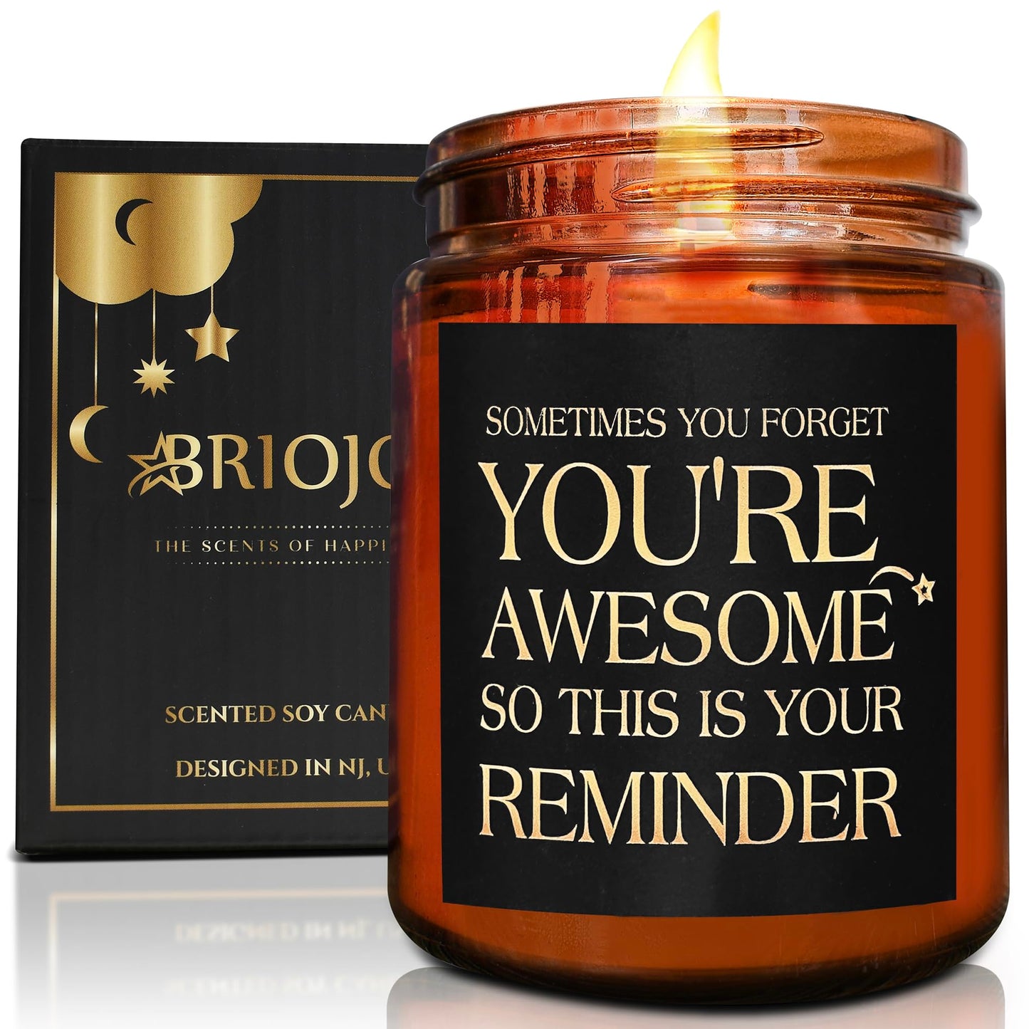 Briojoy Gifts for Women Men - Inspirational Relaxing Stress Relief Candle - Friendship, Birthday Gift for Her Sister Wife Girlfriend Best Friend Coworker - You're Awesome Natural Soy Candle for Home