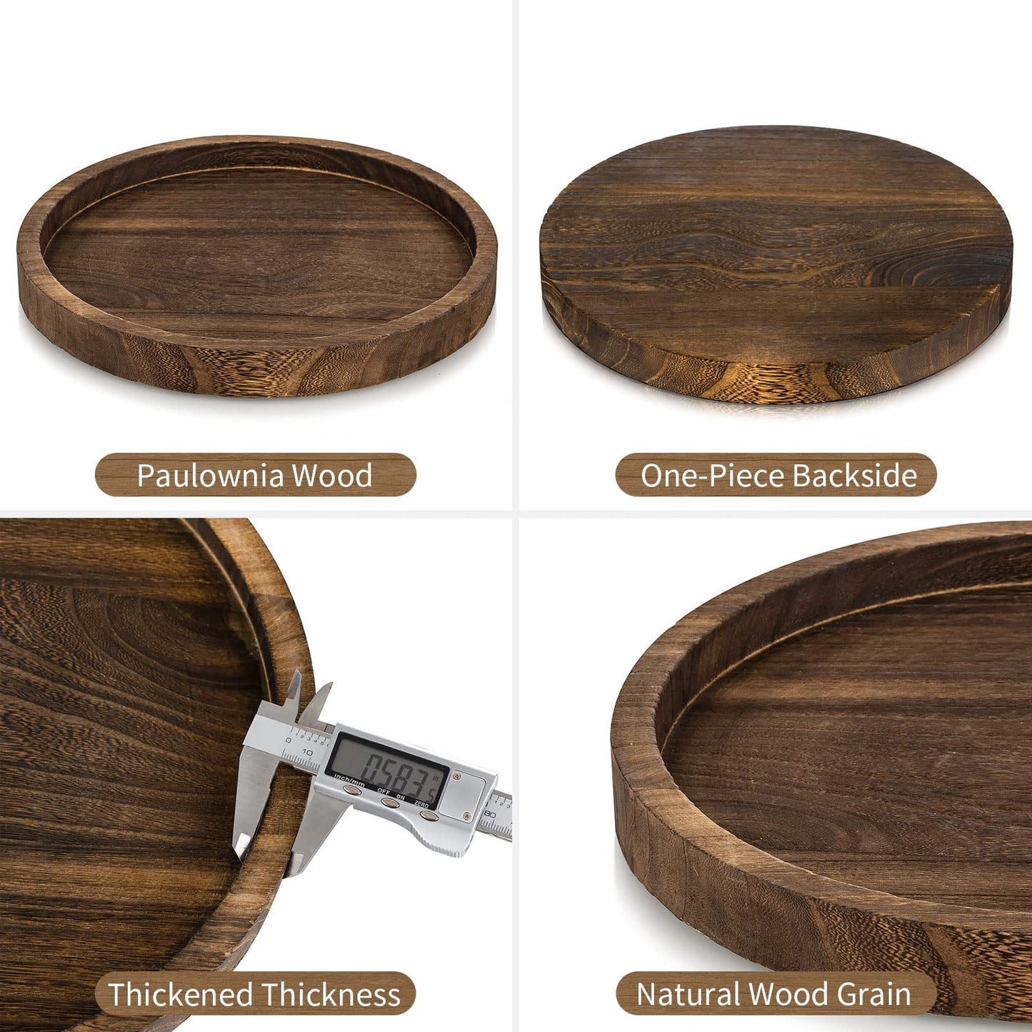 Hanobe Round Wood Candle Trays: Rustic Candlestick Holder Tray Pillar Stand for Table Centerpiece - Farmhouse Coffee Table Decor for Living Room Kitchen Counter