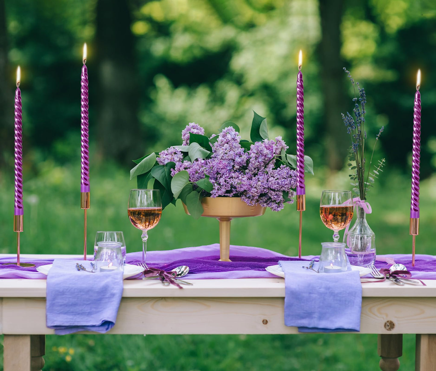 10 Inch Neon Purple Spiral Taper Candles Set for Dinner, Unscented Dripelss Candlesticks for Home Holiday Party Decoration