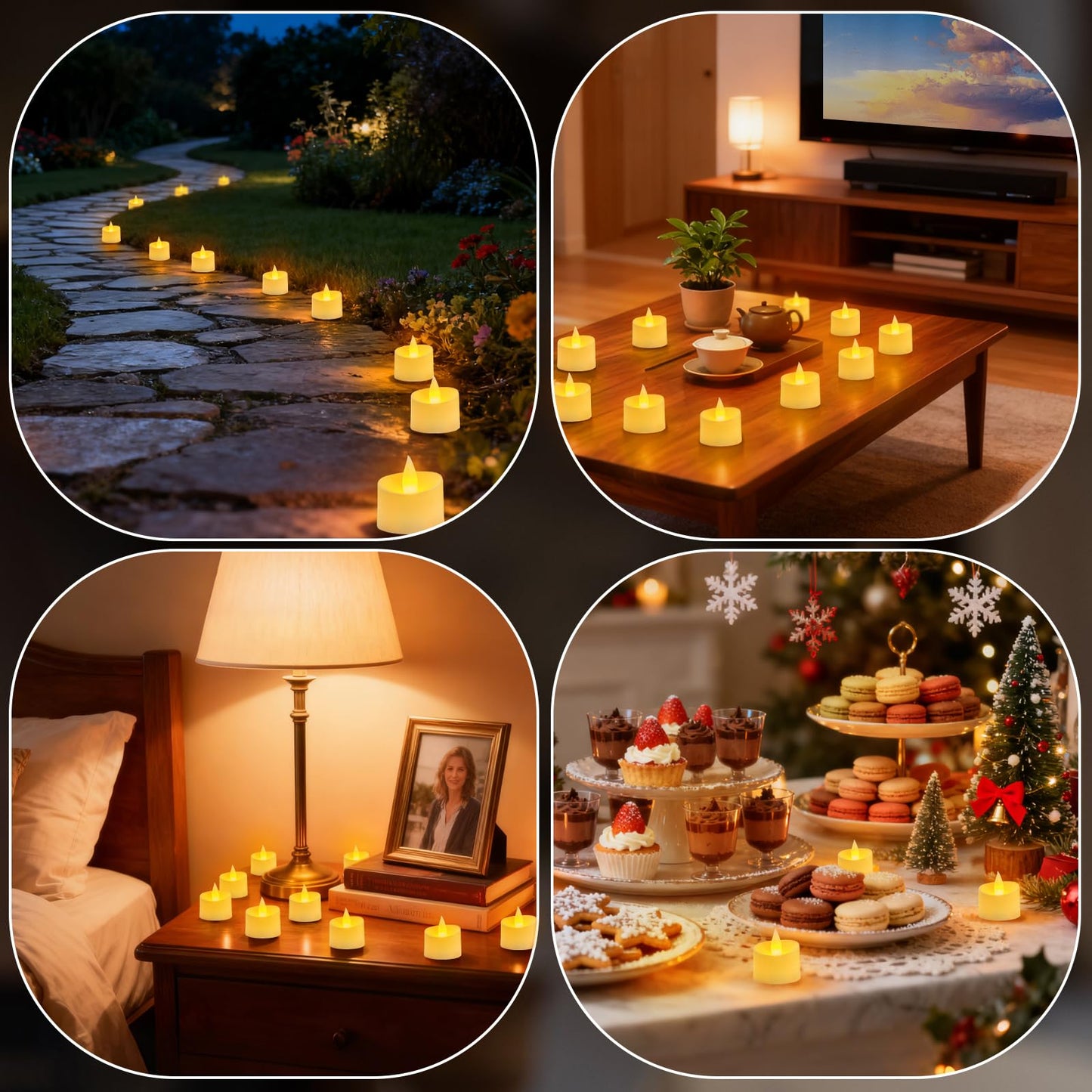Haown Realistic Flameless Tea Lights - 50 Pack Mega Bulk Set with Dancing Flicker, Heavy-Duty LED Votives for Weddings, Events & Home Decor (Ivory Base, 50 Pack)