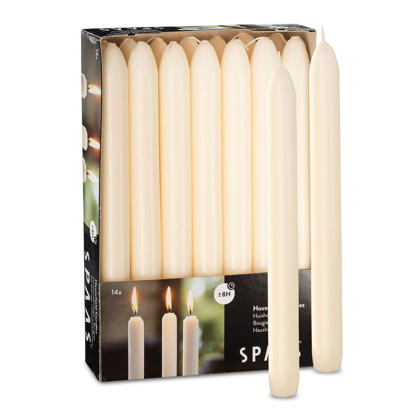 Tribello Ivory Candlesticks - Pack of 14 Cream Candle Sticks - Unscented 9" Tall Candlesticks - 8 Hour Long Burning Ivory Taper Candles for Home, Wedding, Holiday and Parties
