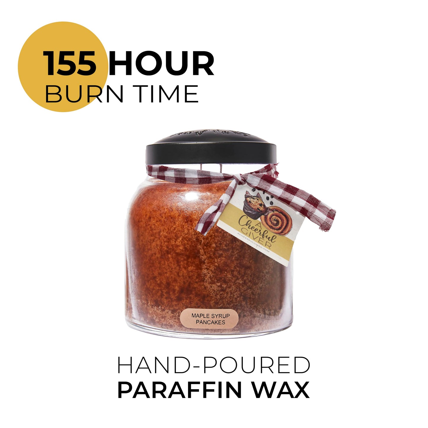 A Cheerful Giver - Maple Syrup Pancakes - 34oz Papa Scented Candle Jar with Lid - Keepers of the Light - 155 Hours of Burn Time, Gift for Women, Brown