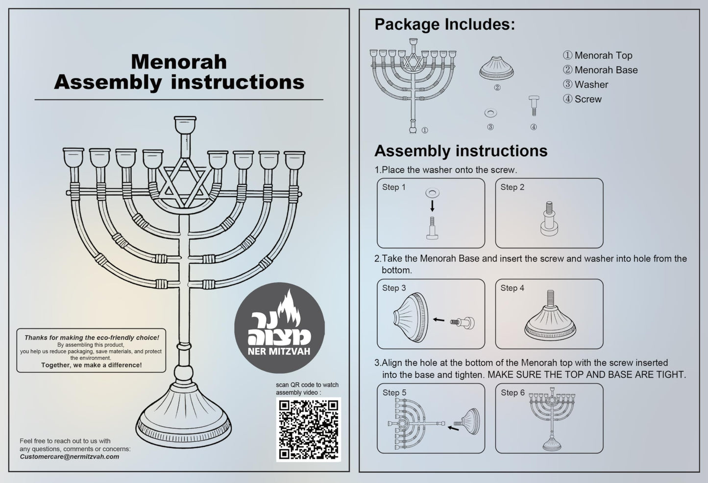 Ner Mitzvah Traditional Bronze Candle Menorah - Chanukah Candles - 9" High