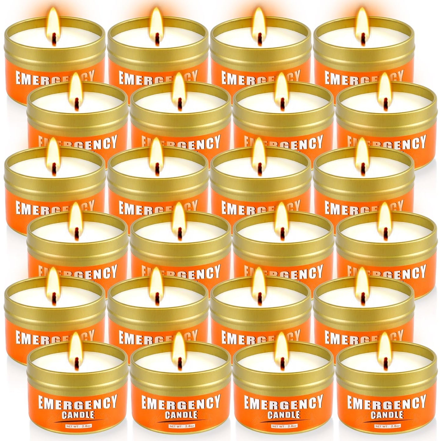 CAKETYCG 24+Hour Candle Set 24 Pack 2.8oz, Emergency Candles for Power Outages, Mountain Climbing, Wild and Camping Use. Portable and Tabletop Design, Bulk Emergency Candle Supplies.