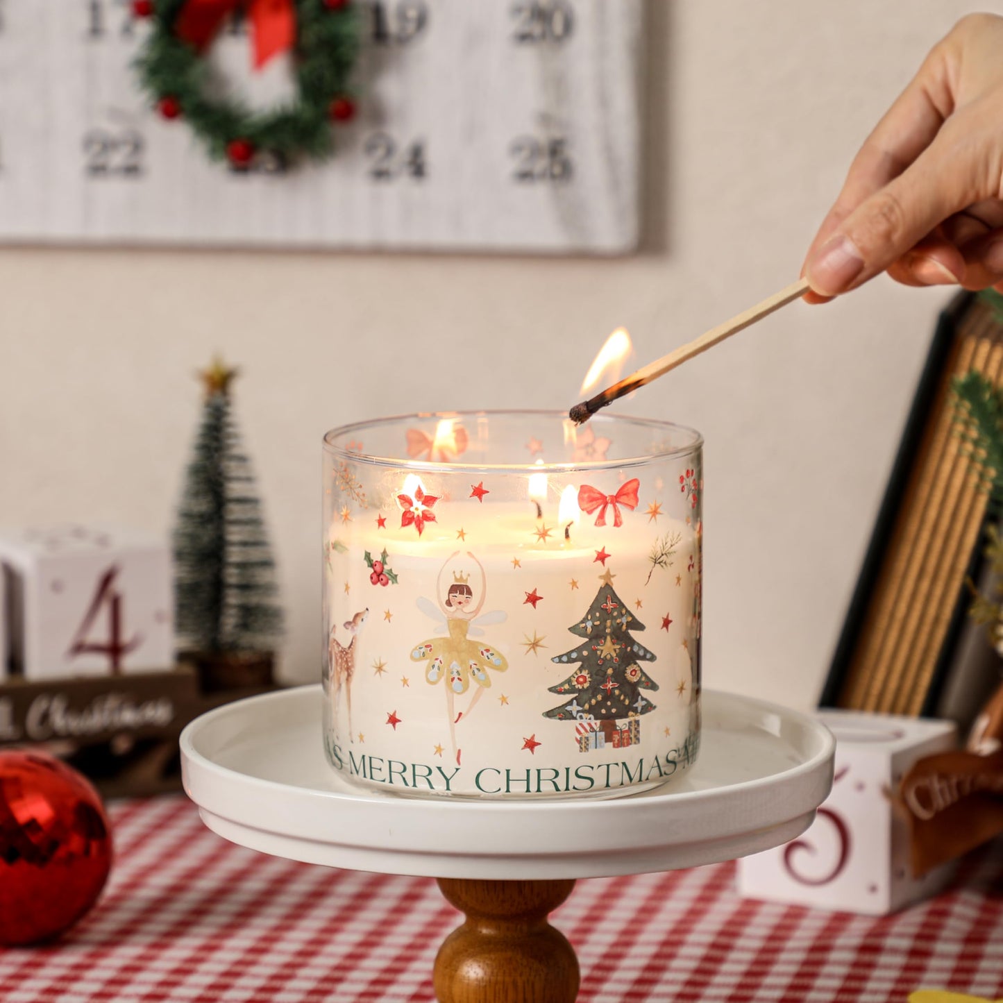 Christmas Candle, Pine Scented Candle, Xmas Candle Gift, Christmas Tree Nutcracker Ballet Girl Design, Winter Candles Gift, 14oz
