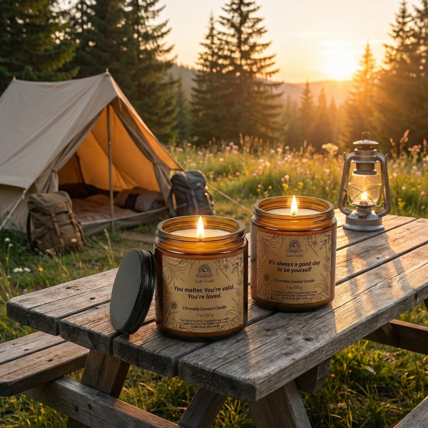 SukiTsuki 2 Pack citronella Energy Soy Scented Candles Set Outdoor Patio Camping Decor, use for Birthday White Elephant Anniversary Pride Gift for Gay Lesbian boss Women Men Friends