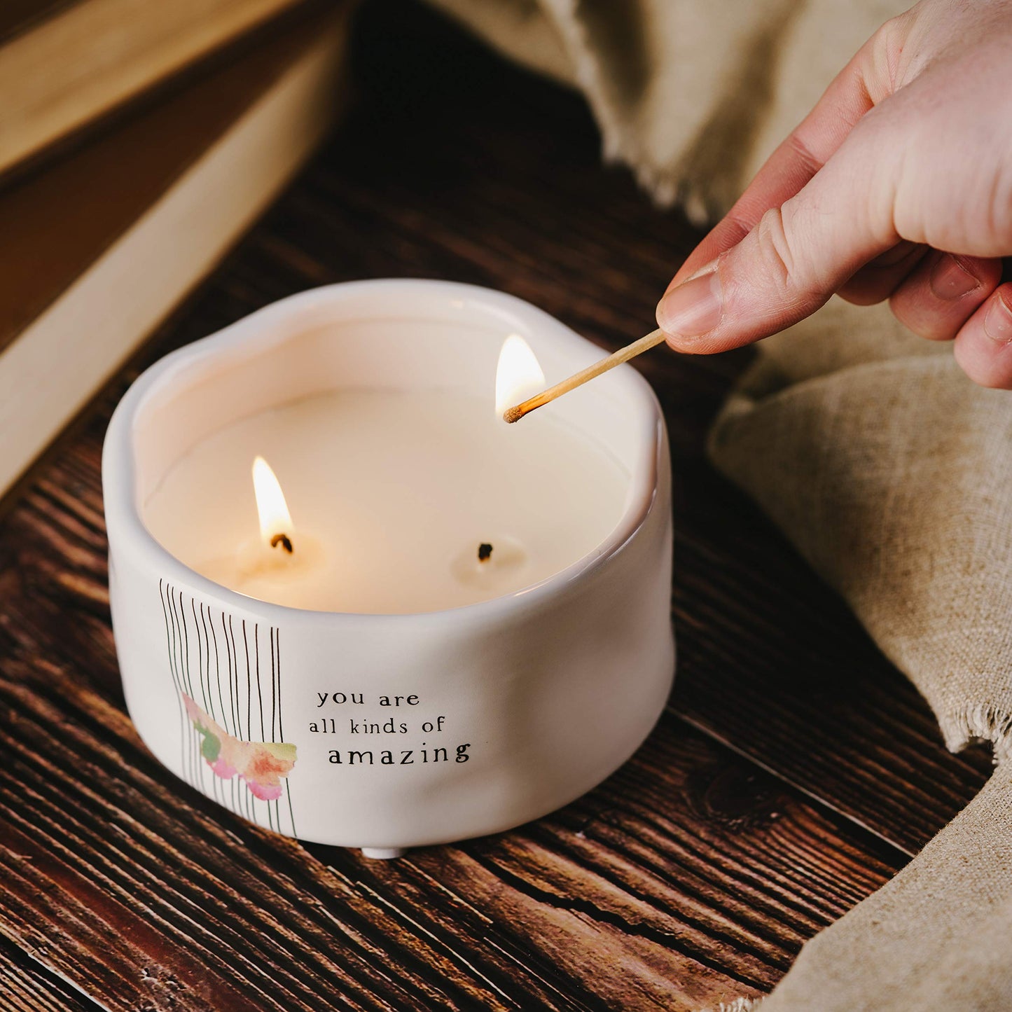 You are All Kinds of Amazing - Double Wick Butterfly Candle in Ceramic with 100% Soy Wax & Cotton Wicks - Tranquility Scent