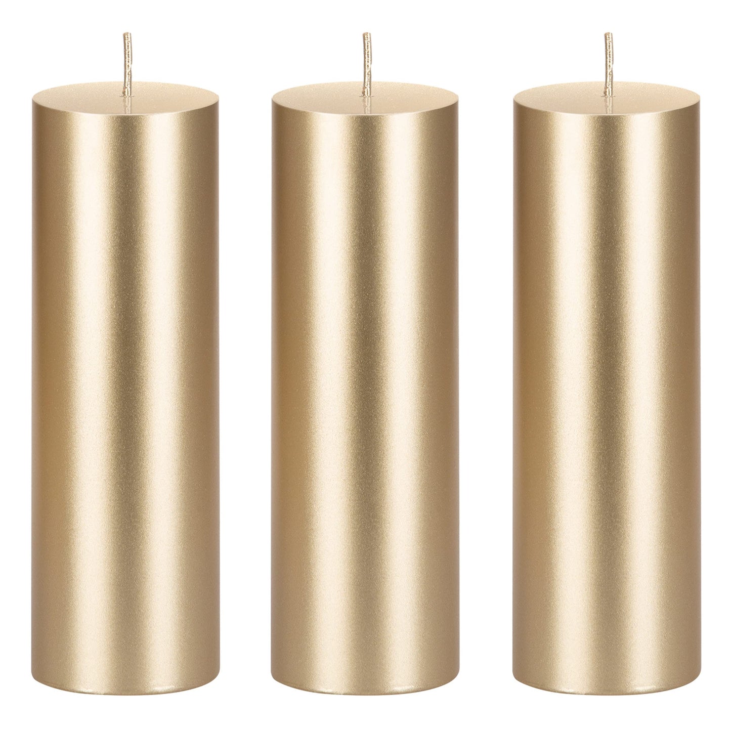 Mega Candles 3 pcs Unscented Solid Gold Pillar Candles, Hand Poured Premium Wax Candle 2 Inch x 6 Inch, Home Décor, Spas, Weddings, Occasions, Party, Centerpieces, Holidays, Vigils, Prayers