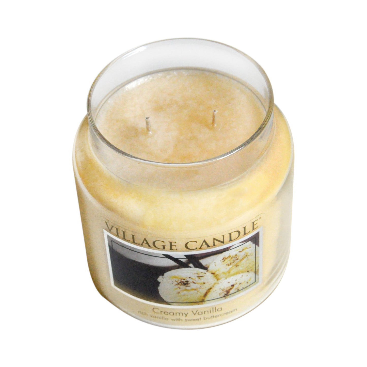 Village Candle Creamy Vanilla 16 oz Glass Jar Scented Candle, Medium