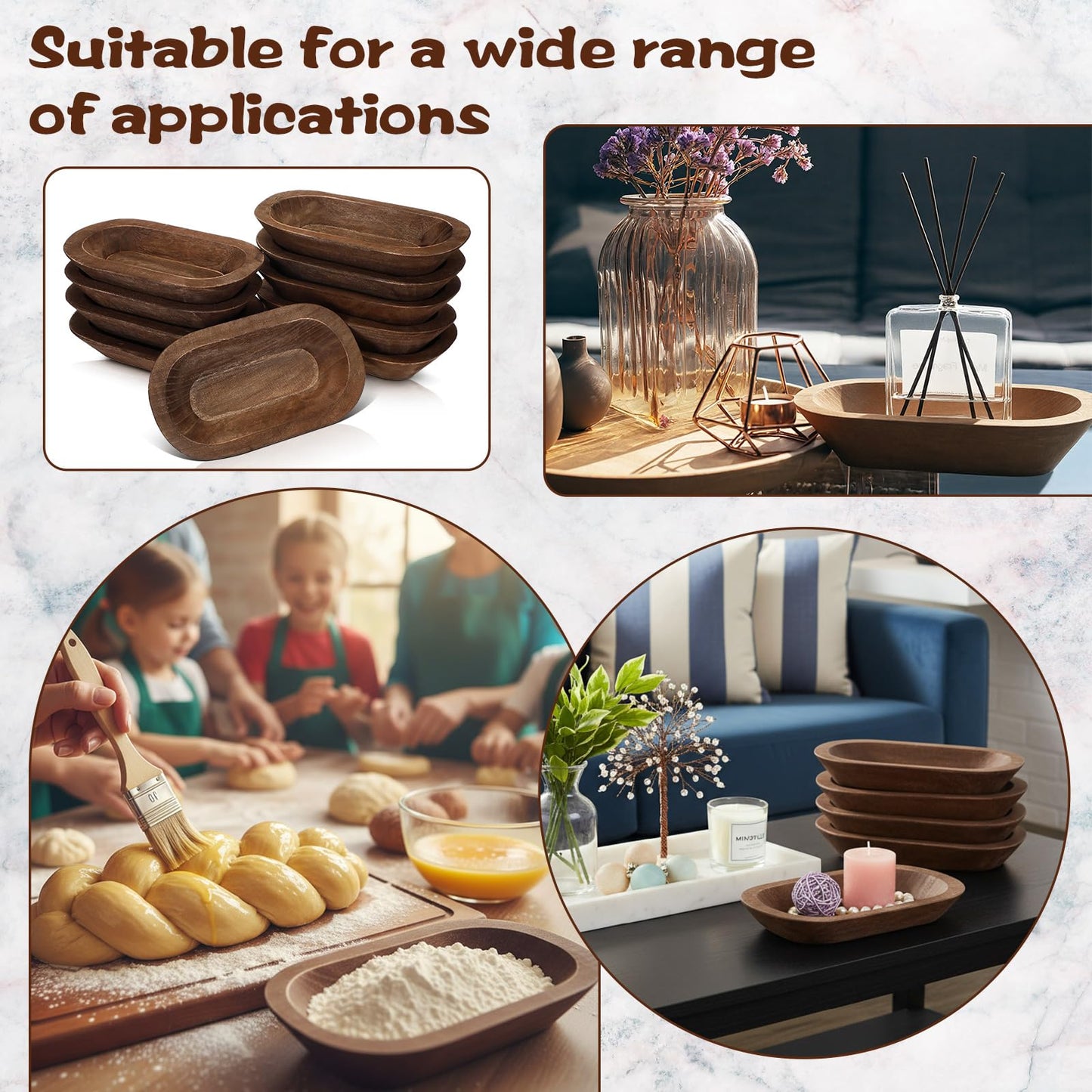 Nuogo 30 Pack Wooden Dough Bowls Bulk 8.6 Inch Rustic Dough Bowls for Wedding DIY Candle Home Crafts Making Farmhouse Fruits Supplies Decoration