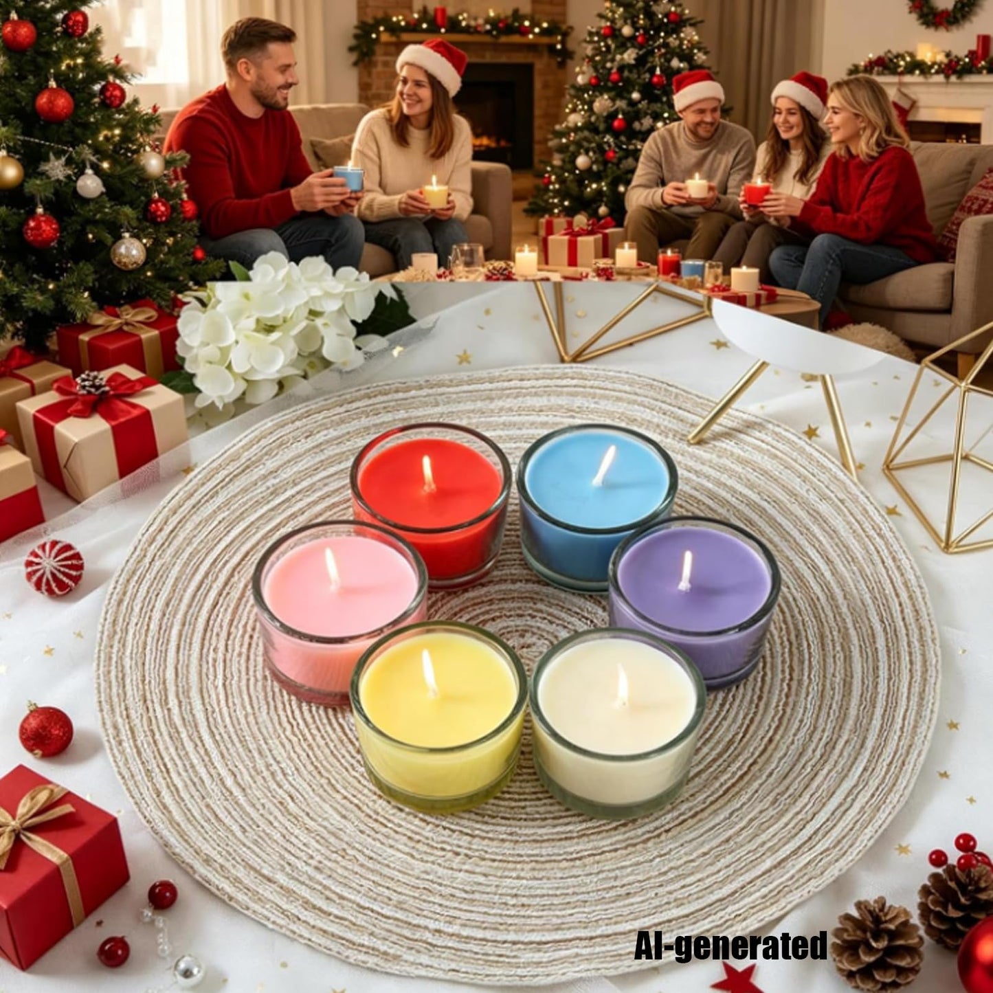 7–8 Hour Long-Burning Scented Tea Lights (6-Pack) — Assorted Scented Candles in Glass Cups | Smokeless & Aromatic — Ideal for Home, Weddings, Parties, and Gifting (Yellow)