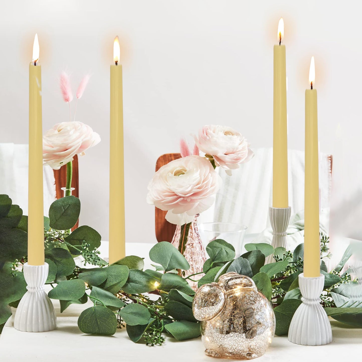 10 Inch Yellow Taper Candles Set of 4, Unscented Tapered Candles, Elegant Candle Stick Handmade Candlesticks for Wedding Dinner Table Home Decor Party Gift