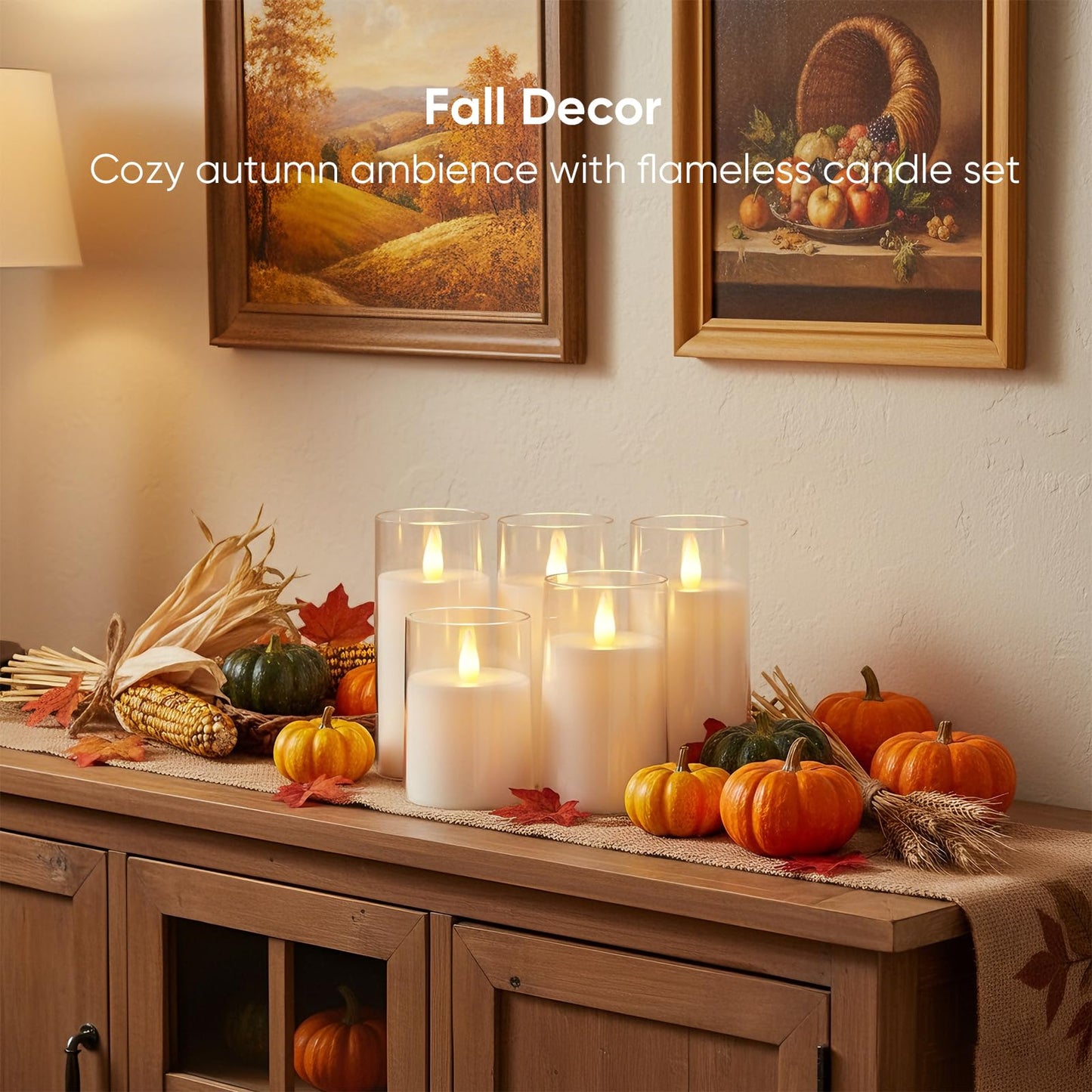 Amagic 3"×5" White Flameless Candles with Remote and Timer, Realistic Flickering Battery Operated Acrylic Led Fake Candles for Home Wedding Party Fall Christmas Decor, Set of 2