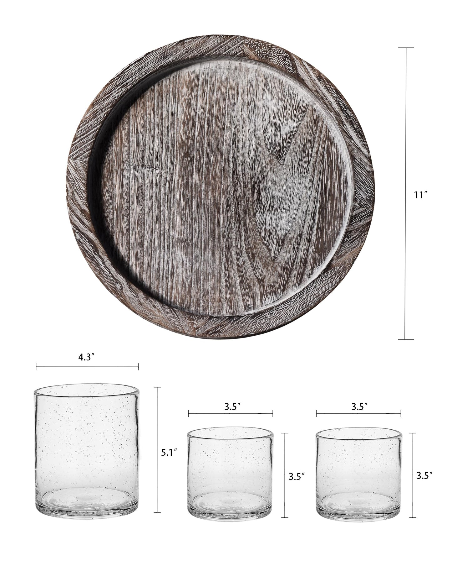 ARIAMOTION Glass Candle Holder Set 3 Clear Seeded Bubbles Modern Farmhouse Centerpieces Coffee Table Rustic Hurricane Cylinders Pillar Votive Tealight