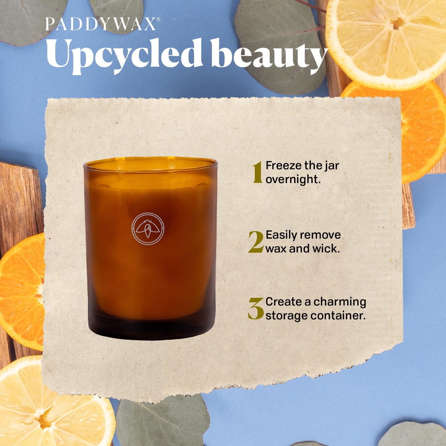 Paddywax Scented Candles Glow Two-Wick Glass Soy Wax Blend Candle, 10-Ounce, Mandarin & Musk