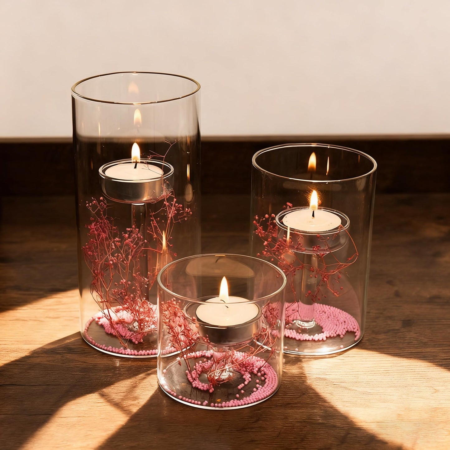 Maimeili Glass Candle Holder Hurricane Crystal Decorative Candle Fits Standard Tealight for Table Wedding Dinning Centerpieces Party Supplies Home Decor