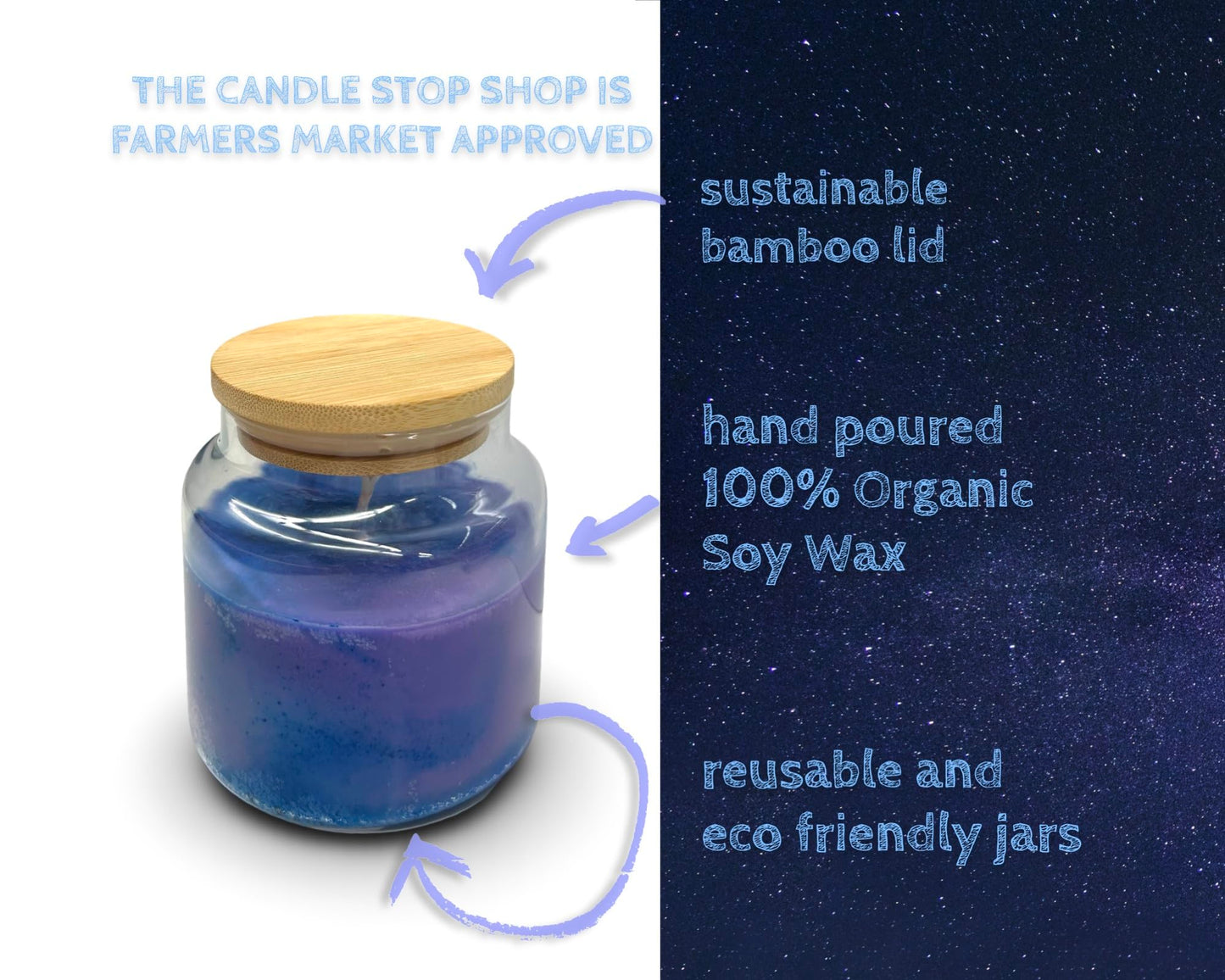 Luxury Galaxy Candle | The Candle Stop Shop | 100% Soy | Lavender & Violet Scented | Purple, Blue, and Pink