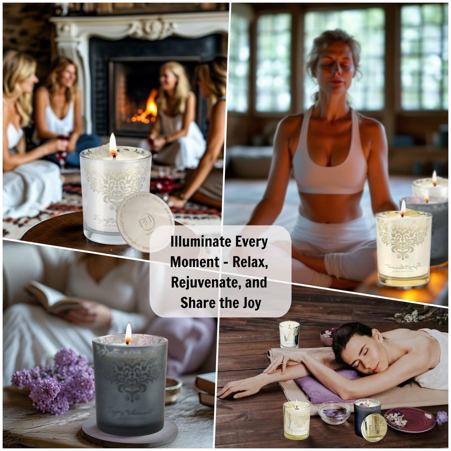 RU HANDMADE Luxury Soy Candle Gift Set for Women – 3 Pack 7oz Crystal Glass Aromatherapy Candles, 120H Total Burn Time, Soy & Beeswax Blend with Wick Trimmer & Snuffer Lid, Spa & Relaxation Scents
