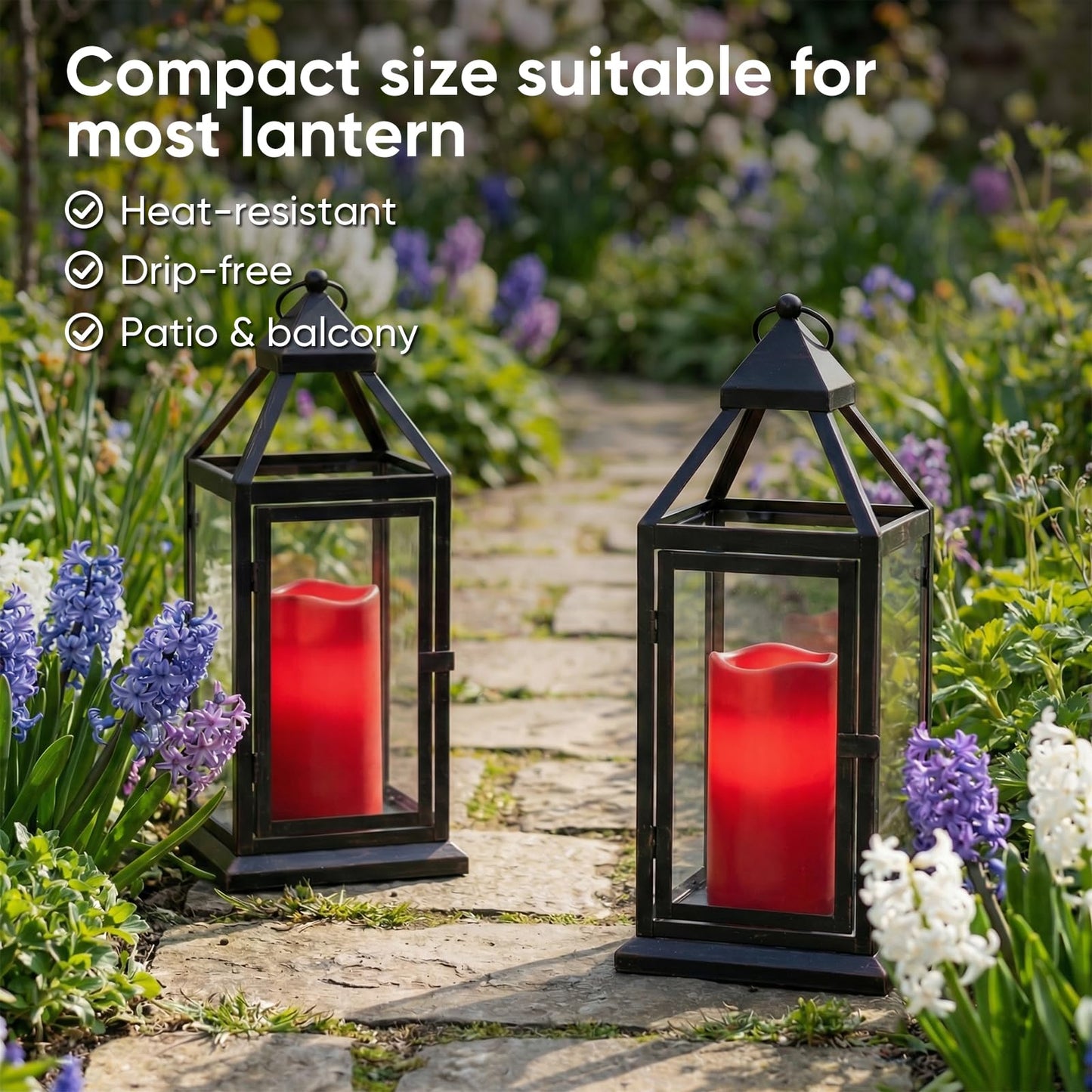 Amagic 3"x6" Red Flameless Candles with Remote, Christmas Battery Operated Candles with Timer, Waterproof LED Pillar Candles for Thanksgiving Table, Home, Outdoor Decor, Plastic, Set of 2