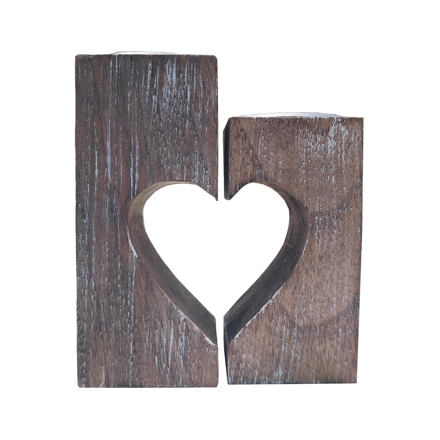 NWFashion Wooden Love Heart Candle Holder Handmade Decorative Candles Holders Gift for Wife Lover Acacia Wood Decor Tealight
