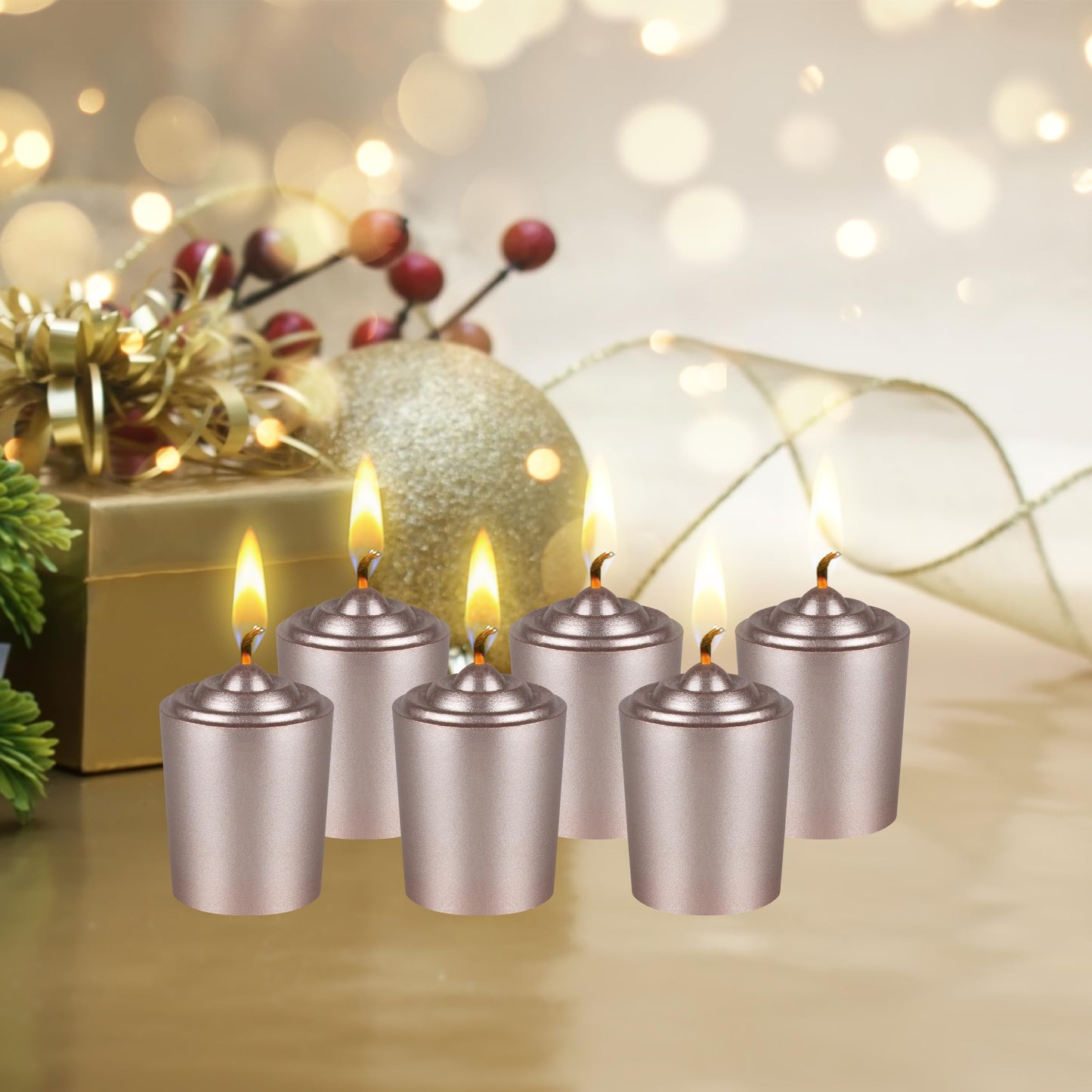 Mega Candles 12 pcs Unscented Rose Gold Votive Candles, Hand Poured Wax Candle 15 Hour 1.5 Inch x 2.25 Inch, Home Décor, Wedding Receptions, Centerpieces, Occasions, Events, Festivities, Meditations