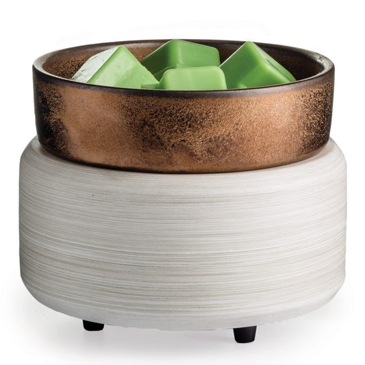 Candle Warmers ETC 2-in-1 Candle and Fragrance Warmer for Warming Scented Candles or Wax Melts and Tarts with to Freshen Room, Whitewashed Bronze