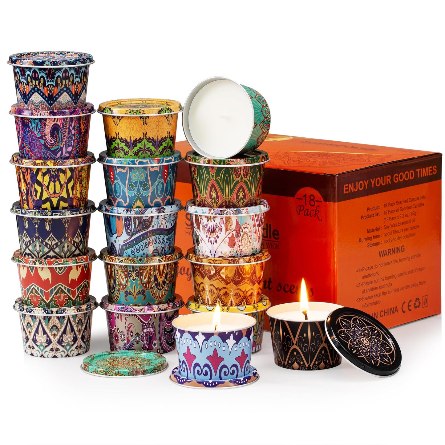 18 Pack Scented Candles Set,Soy Wax Travel Candles Bulk, Long Lasting Aromatherapy Candle Gift Set for Women, Home Fragrance, Mother's Day,Relaxation & Stress Relief