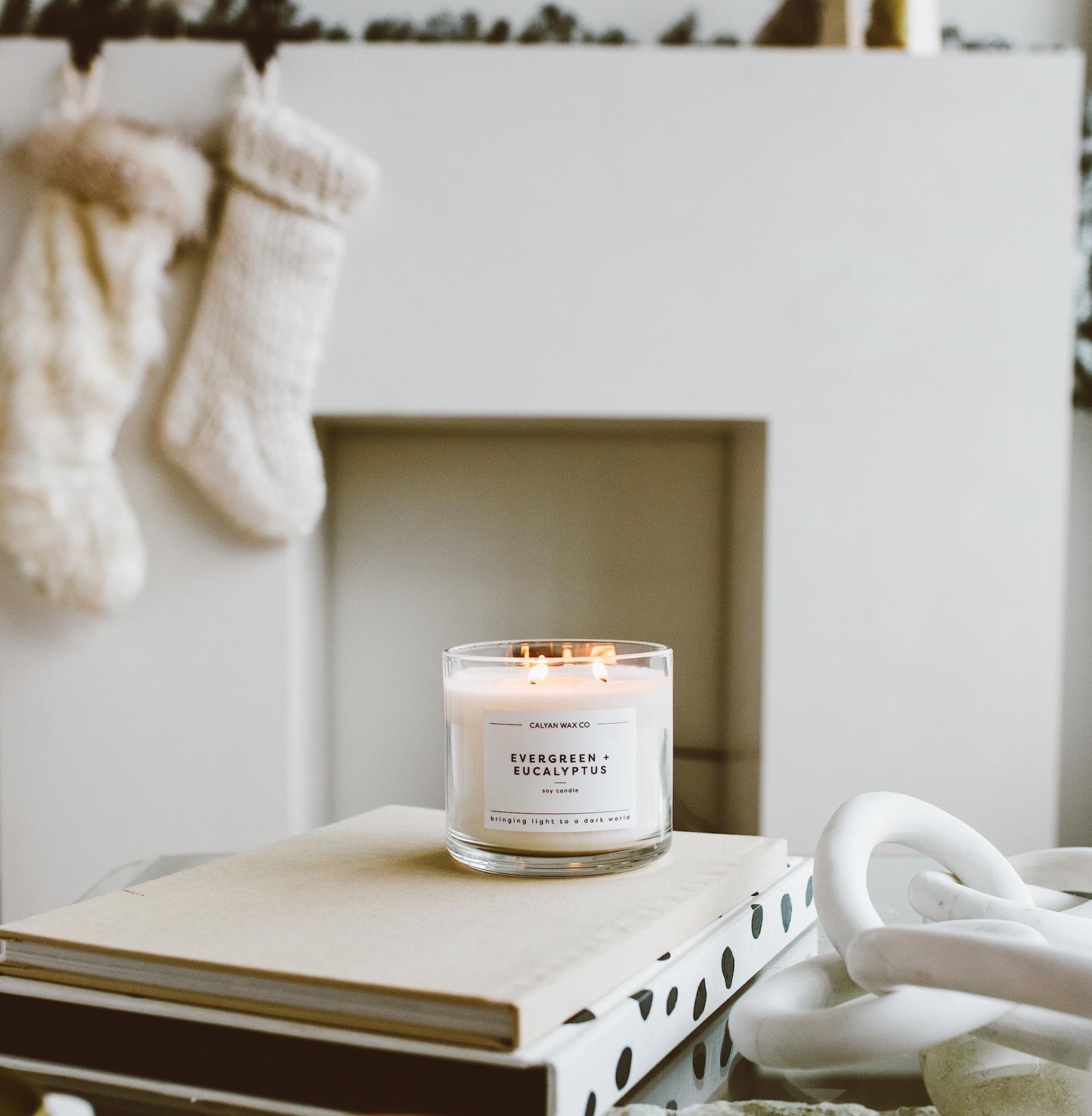 Calyan Wax Co. Home & Holiday 3 Wick Scented Candle - 43 Hour Burn - Luxury 3 Wick Soy Candles - Clean Soy Wax Candles - Long Lasting Large Glass Jar Candle for Home - 14.9oz