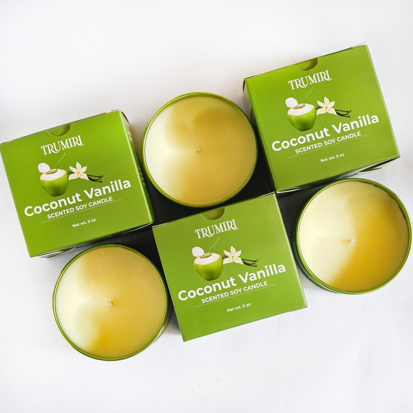 Coconut Vanilla - Aromatherapy Candles for Home Scented - Pack of 3-5oz Natural Soy Wax Clean Organic Non Toxic - Long Lasting Highly Scented with Essential Oils - Gifts for Women Relaxing Spa