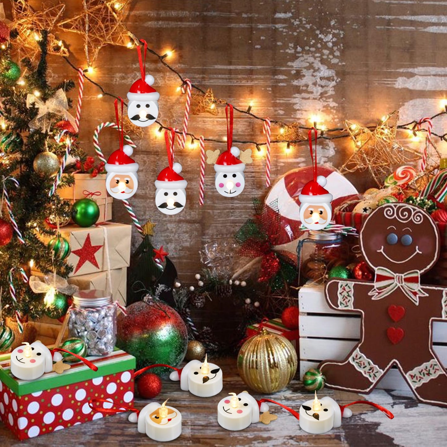 Wondise Snowman Battery Operated Flameless Tealight, 6H Timer LED Candles - 12 Pack for Christmas Dating Wedding Decorations