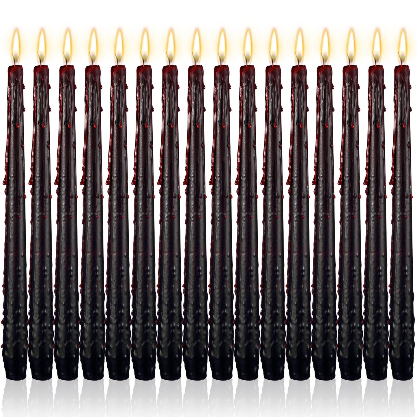 MTLEE 16 Pcs 10 Inch Long Tapered Candle Stick Bulk Smokeless Unscented Burning Candlestick Paraffin Wax with Cotton Wick for Valentine's Day Baby Shower Wedding Holiday Party Church (Horror Color)