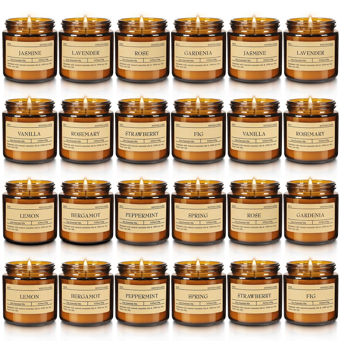 Scented Candle Set 24 Pack, Candle for Home Scented, Odor Eliminating, Stress Relief, Long Lasting Soy Wax Gift Set