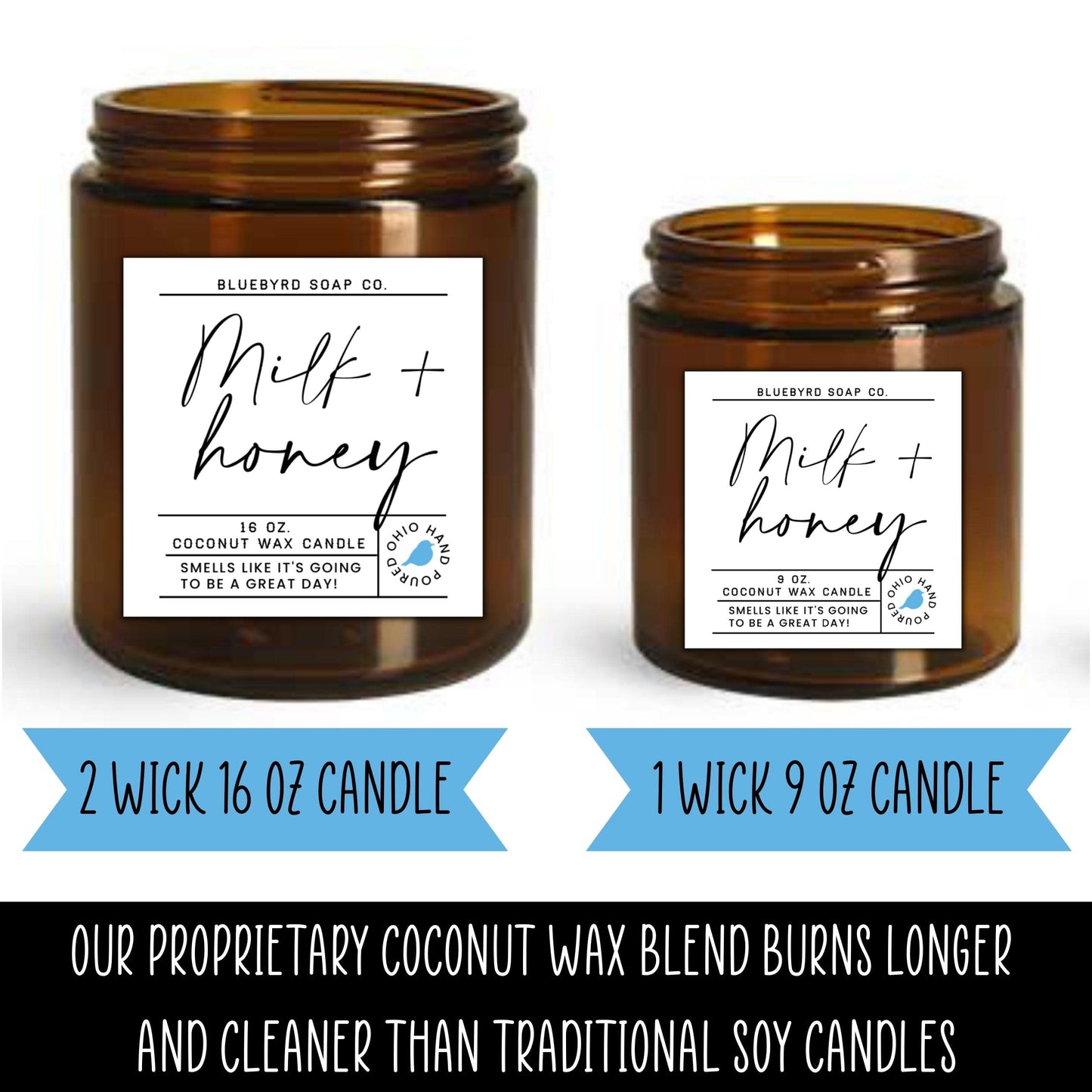 Bluebyrd Chocolate Marshmallow Candle Jar 9oz | Hot Cocoa Scented Candle | Healthy Coconut Wax Hot Chocolate Candle 55+ Hour Burn | USA Made (Hot Cocoa, 9oz)