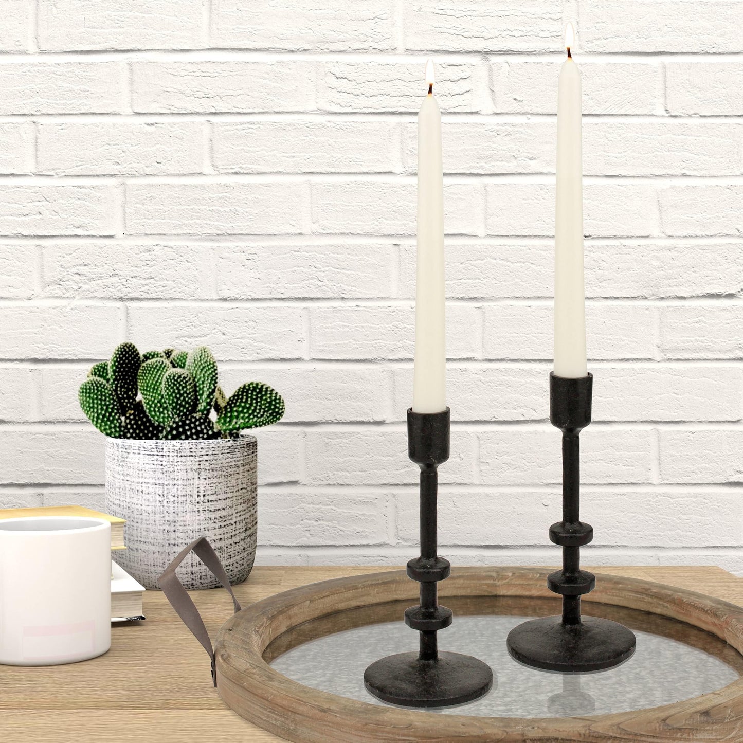 20 Pack White Taper Candles, 10 Hours Burn Time, Unscented, Smokeless and Dripless, 0.8 x 12 Inch Dinner Candle Set for Household, Wedding, Party and Home Décor Candlesticks