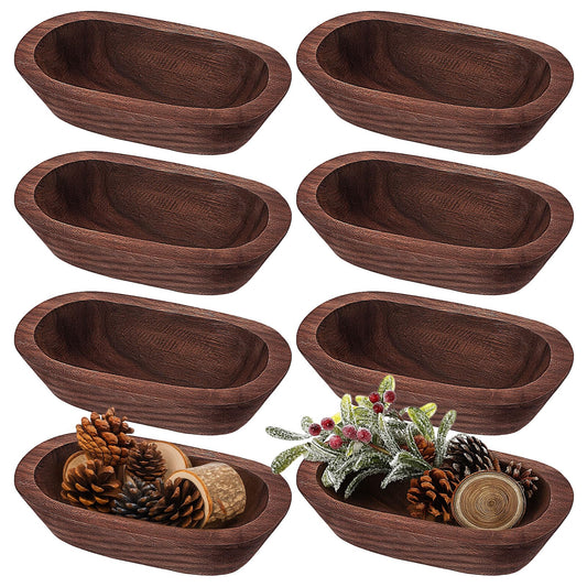 Molain 8 Pack Wooden Dough Bowls, Solid Rustic Wood Bowls for Candle Centerpiece Handcrafted Decorative Bowl Farmhouse Decor Wedding DIY Table Display 9.3x5.5x1.96in