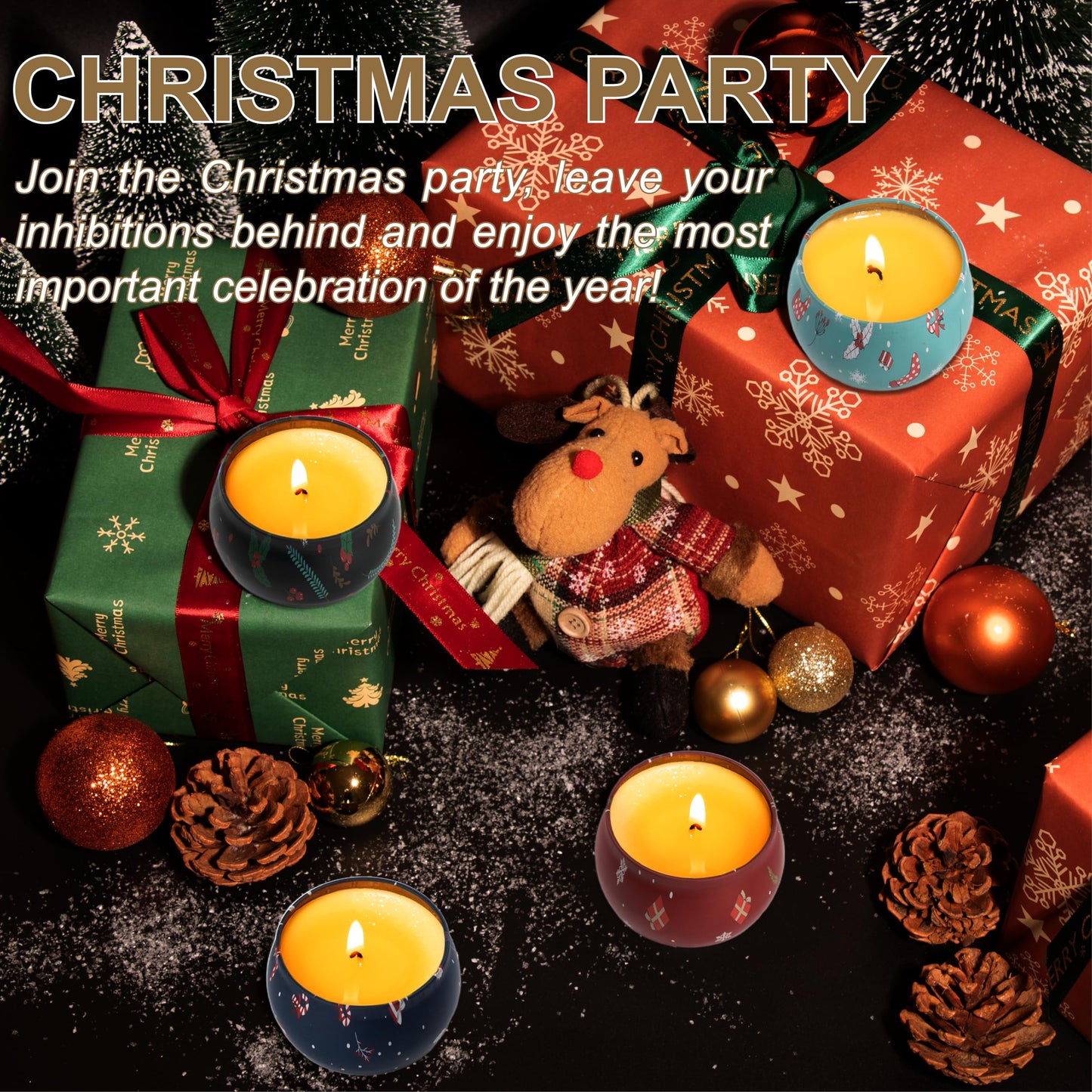 Auralome Christmas Scented Candles Gifts - Xmas Candle Gift Set for Women Men Aromatherapy Soy Wax Natural Small Festival Aroma Candle Gift 4 PCS 4.4 Oz for Mothers Day Birthday Diwali Teachers Girls